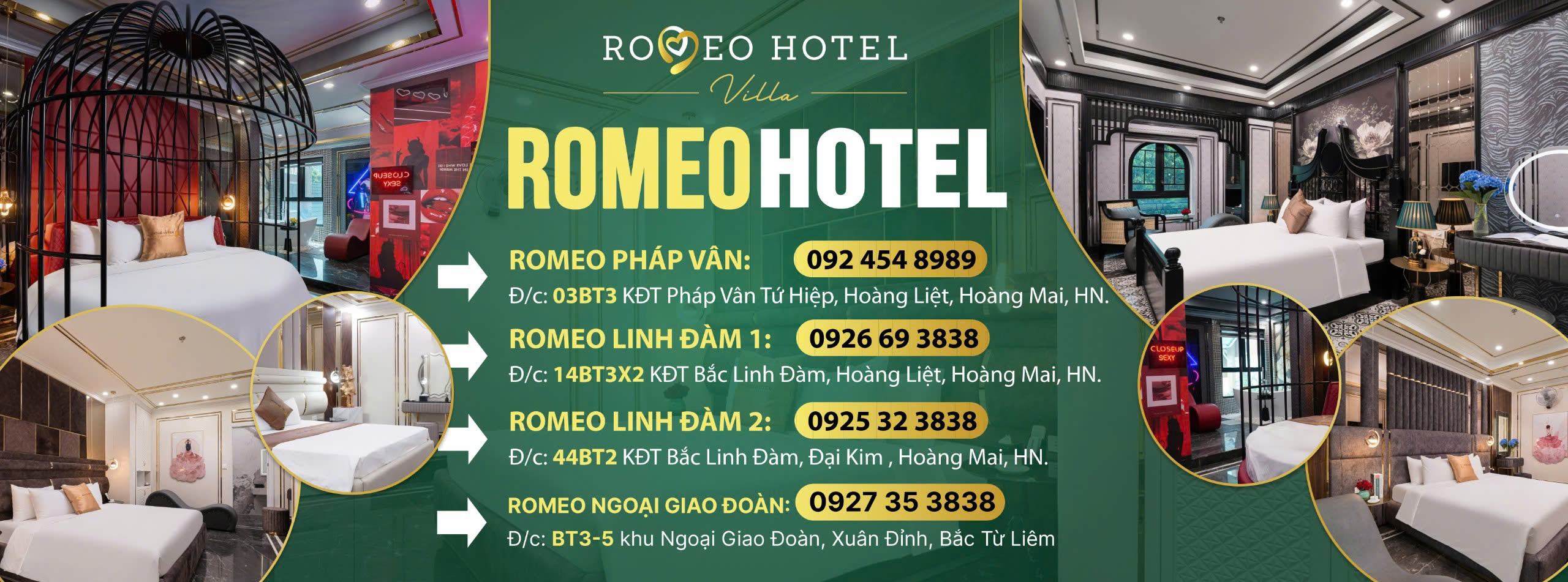 Bảng giá các cơ sở của Romeo Hotel